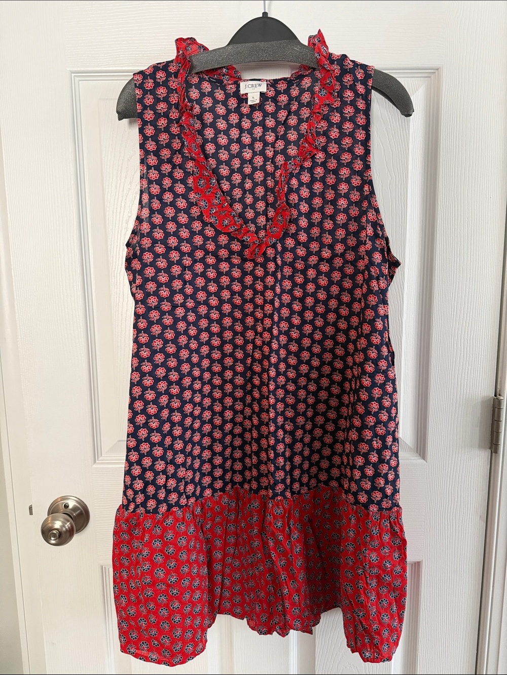 J. Crew Navy and Red Floral Mini Dress